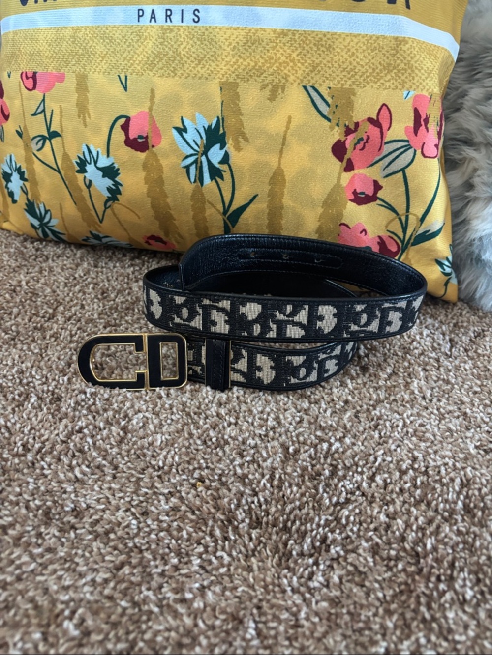 CD Christian Dior Diorissimo Monogram Jacquard Logo belt vintage